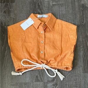 HEVRON***Sabine Orange Linen Crop Top****XS,Sm. $248